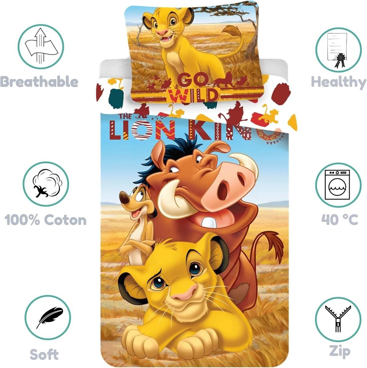 Disney Re Leone Biancheria da Letto Coperta 100x135cm Cuscino 40x60cm foto 3