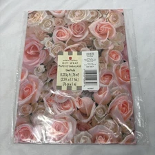 American Greetings Gift Wrap 1 Sheet Pink Roses 8.33 Sq Feet NEW