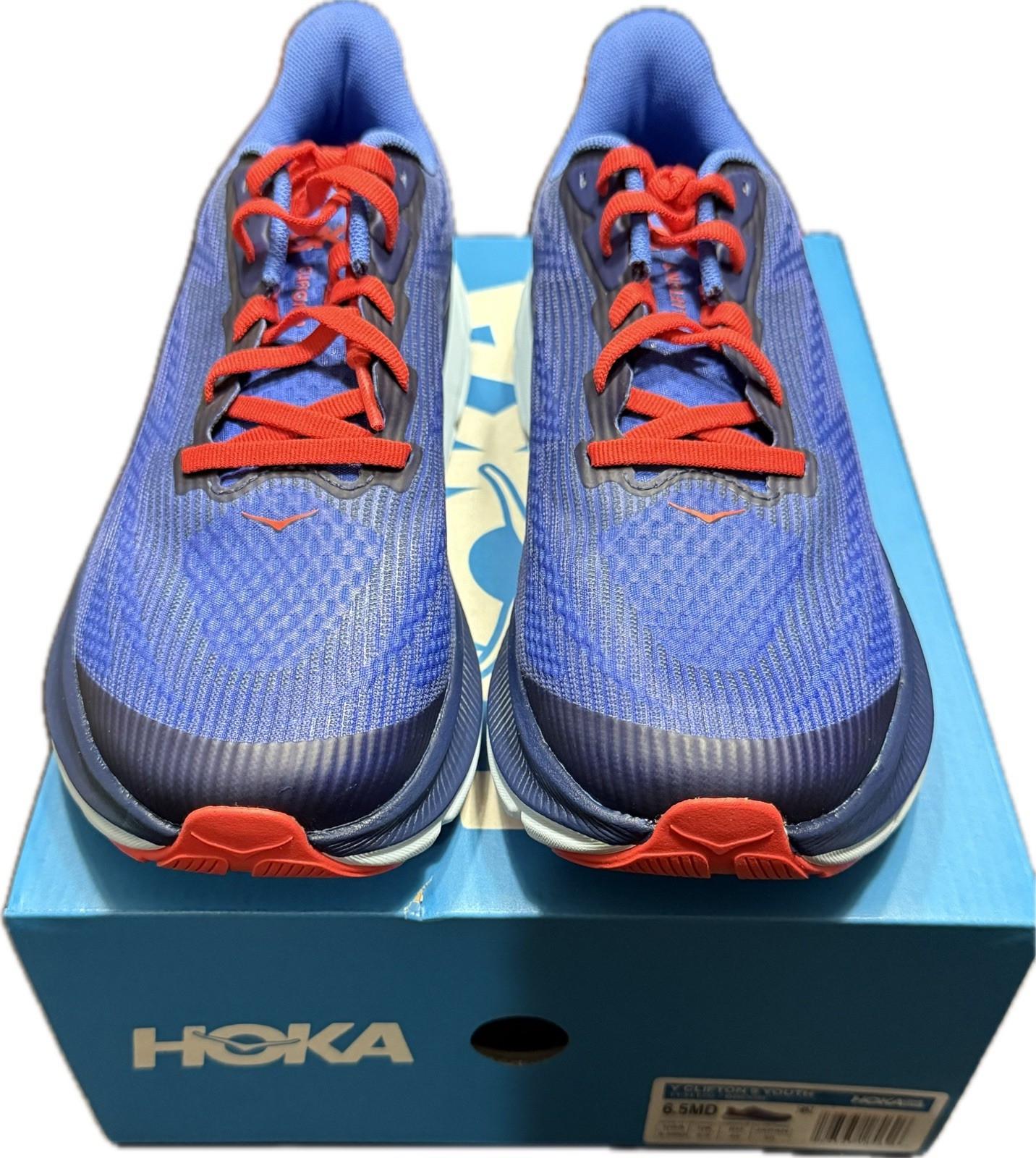 Kids Size 6.5 MD Hoka One  Clifton 9 Blue Red Shoe Sneaker 1131170 BBDGB NEW thumbnail 2