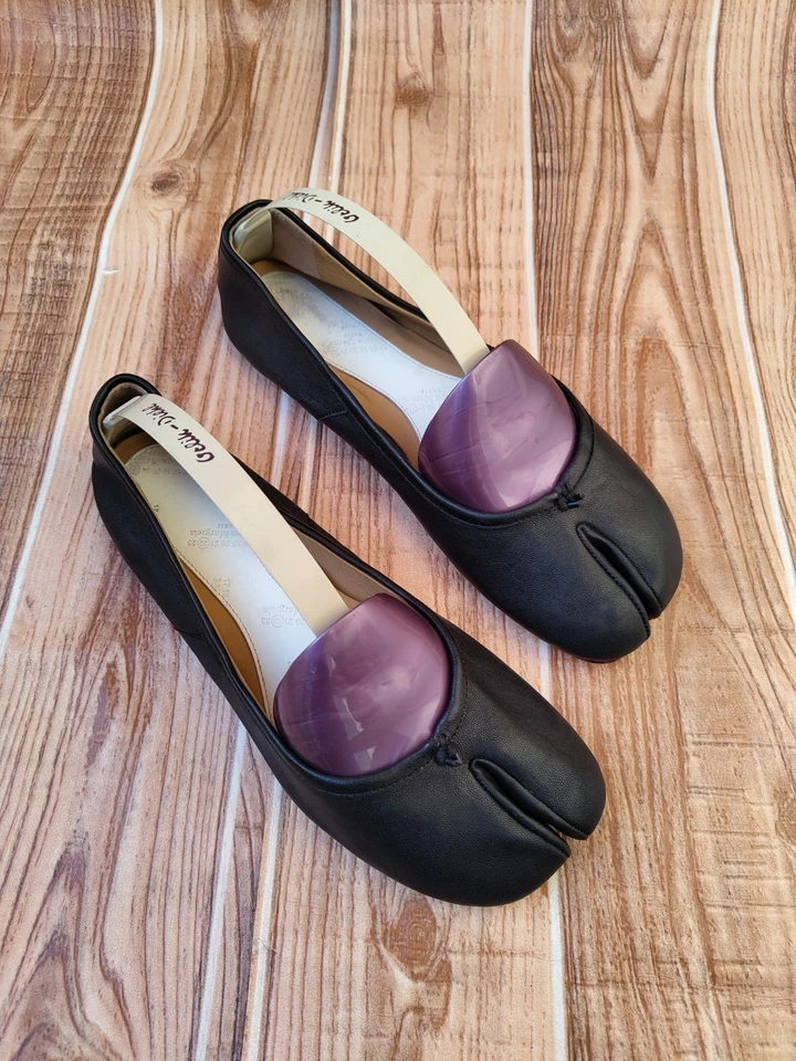 Bailarina plana Maison Martin Margiela TABI de cuero negro EU 39 US 8,5 Foto 4 de 4