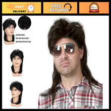 "Black Mullet Wig for Men - 70s 80s Costume Hair, Fancy Party Accessory, Cosplay