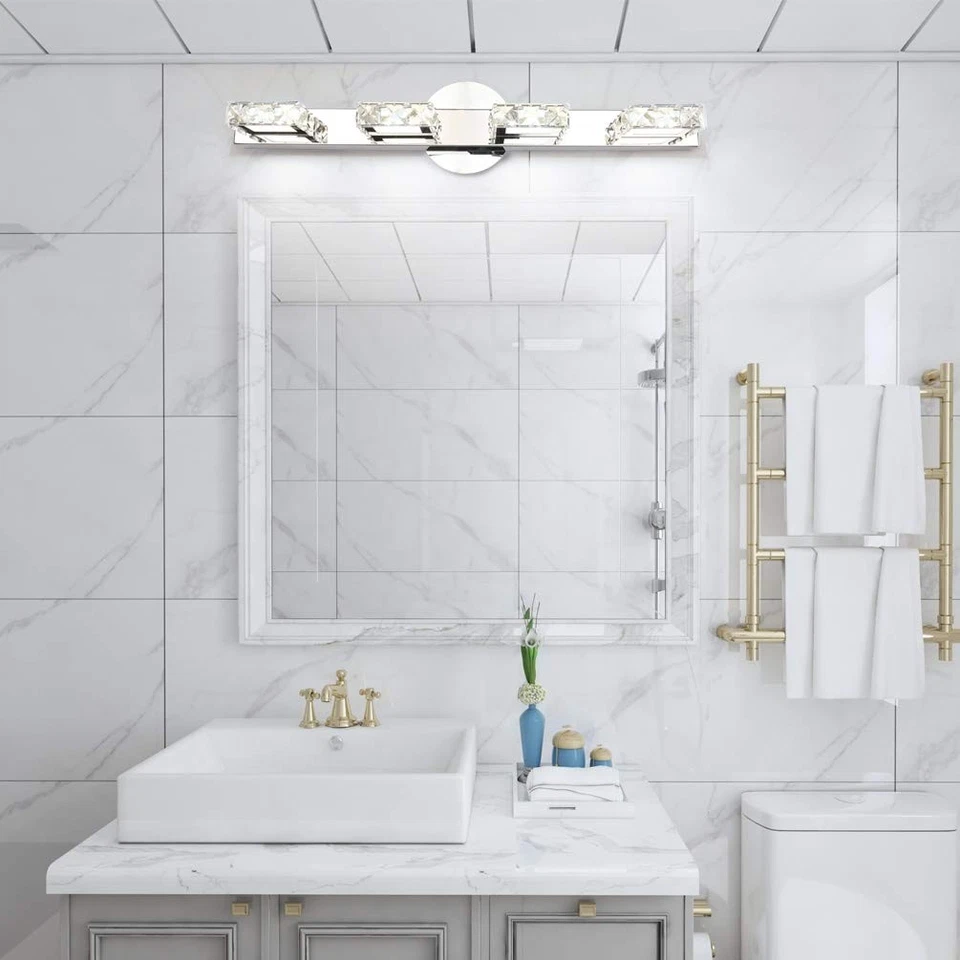 Luces de tocador de cristal de 24,4 pulgadas luces de tocador LED modernas para iluminación de baño... Foto 2 de 4