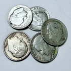 ROOSEVELT SILVER DIMES, LOT OF 5, 90% SILVER FREE SHIPPING #8807
