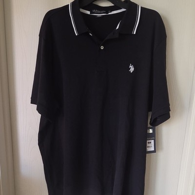U.S. Polo Assn. Men's Black Luxury Feel Short Sleeve Polo Collared Logo 2XL