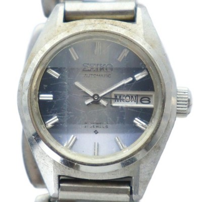 SEIKO Watch 21 jewels Automatic winding with calendar Blue dial Cut glass Silver
