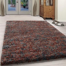 Tappeto Shaggy Terracotta Teal 4 cm Profondità Pile Soggiorno Camera da Letto Morbido Anti Capannone