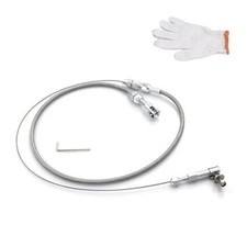 24" Car Braided Throttle Cable Kit with Gloves, Adjustable Stainless 24 Inch