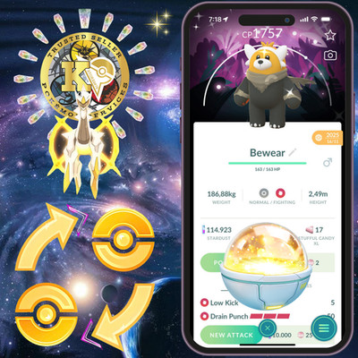 Pokémon Shiny Bewear (Wilderness cape) Background Go Wild Area 2025  Digital