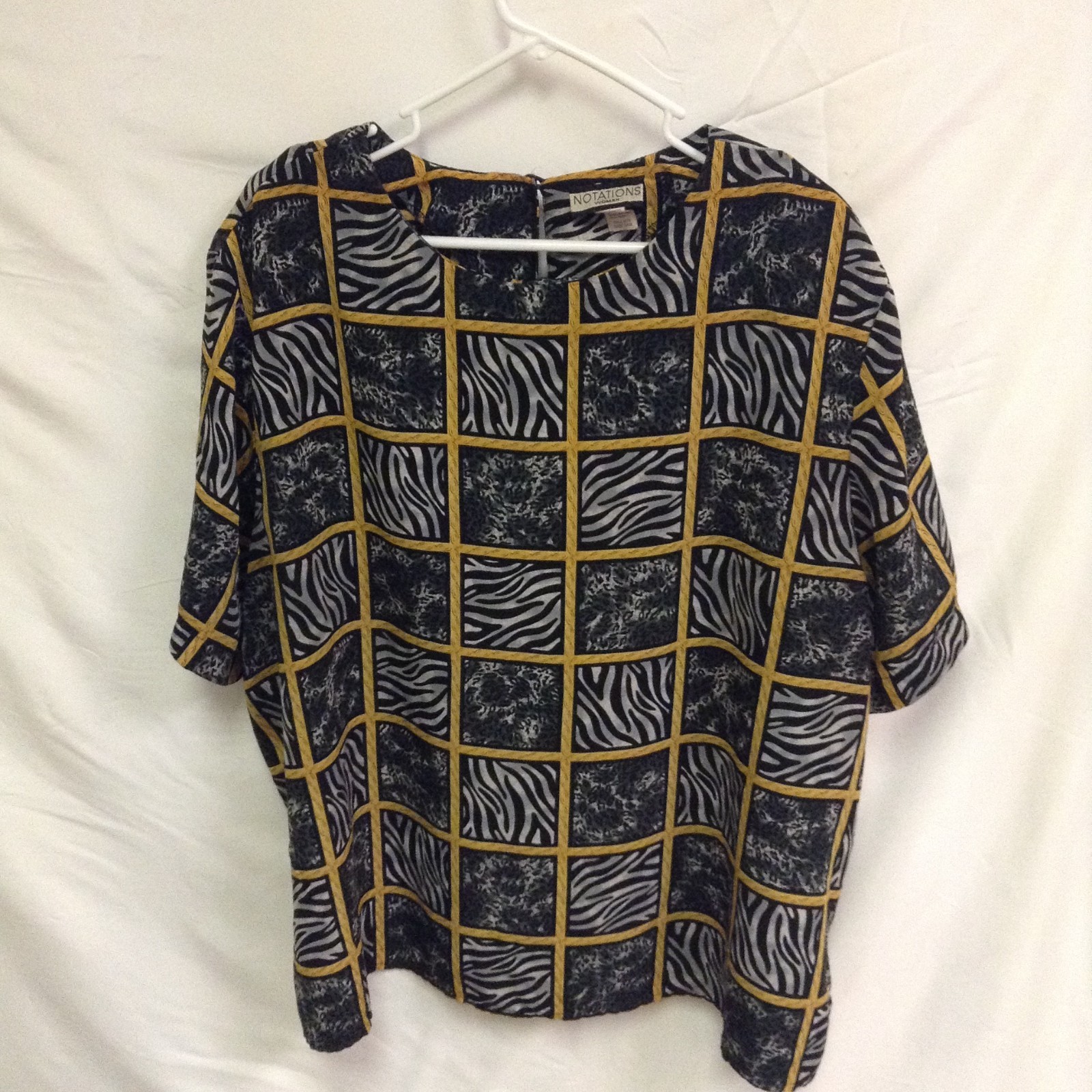 Notations Blouse Button Down Short Sleeve 24w Ani… - image 1