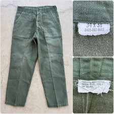 1960s Vtg US Army Type 1 OG 107 Cotton Sateen Pants W 32 L 30 Military 60s