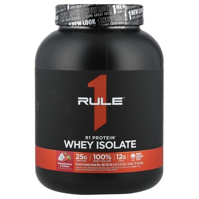 R1 Protein  Whey Isolate, Strawberries & Creme, 5.03 lbs (2.28 kg)