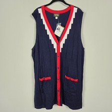 VTG Bob Mackie Womens Sleeveless Cardigan Tunic 3x Blue Wearable Art Layers NWT