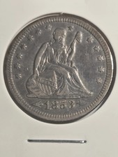 1853 Seated Liberty Quarter Arrows Rays XF Original Grey Toning Sharp