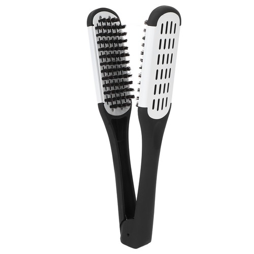 (White)Bristle Double Sided Brush Clamp Multifunctional Hair Brush Straightener - Picture 12 of 22