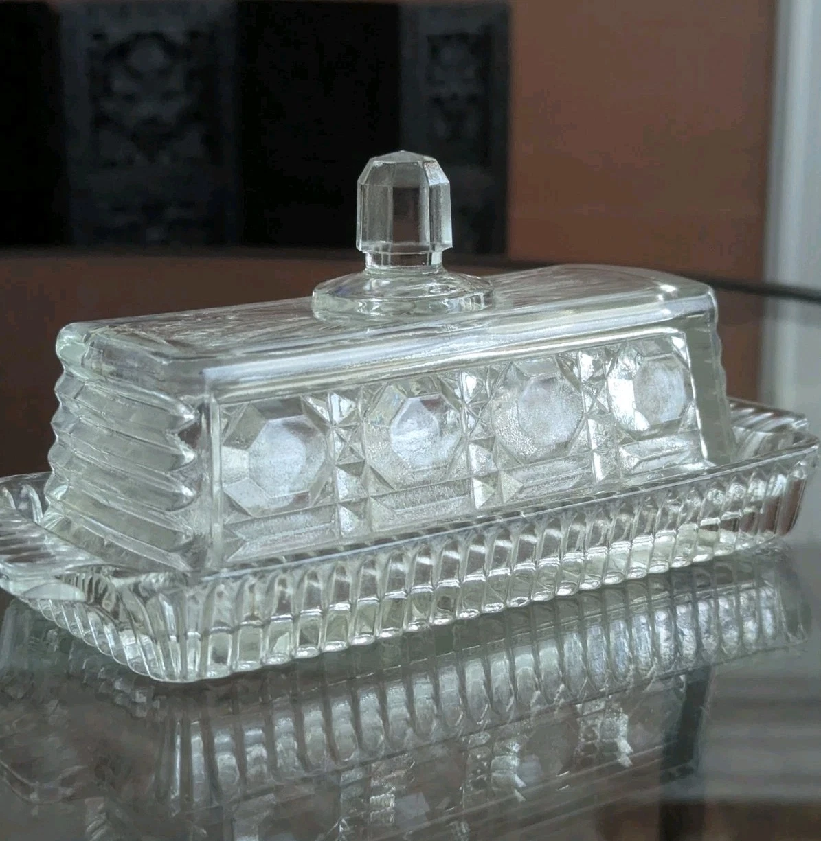 Vintage Federal Glass Windsor Butter Dish With Lid Early 1970s Serving Piece