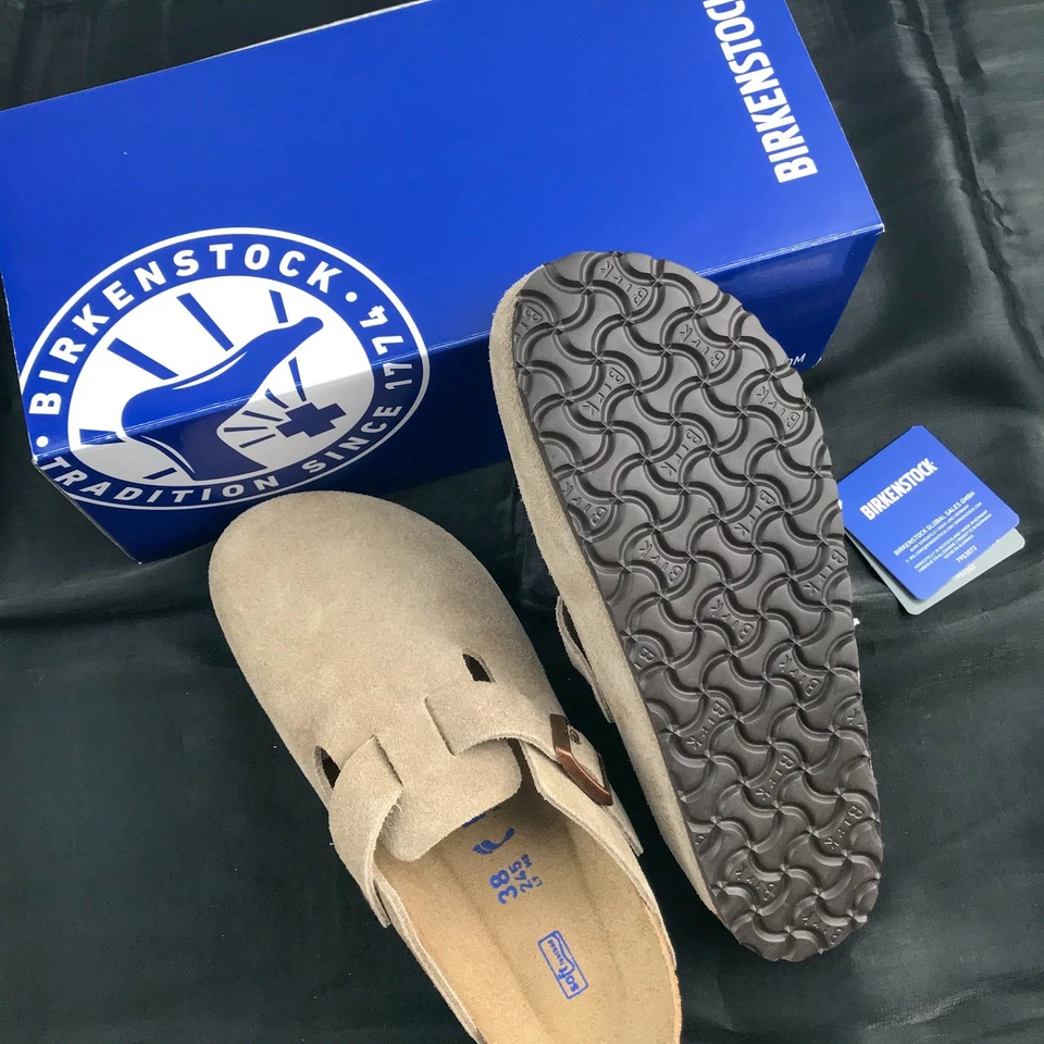 Birkenstock Boston Taupe Suede Leather Soft Footbed,Clog Slippers Brand New - Image 4 of 4