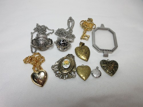 LOT OF LOCKETS VINTAGE TO NOW NECKLACE FLORAL HEART #92 - Picture 3 of 10
