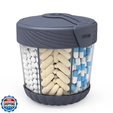 HIONXMGA Large Pill Dispenser, Portable Pill Bottle Organizer for