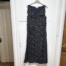 Rixo Siena Cotton Blend Polka Spot Black Midi Dress Tie Back UK 10 Petite NWOT