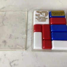 Vintage Sliding Block Tile Puzzle Game Plastic Red White Blue