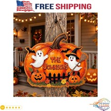 Halloween Ghost Decor Door Sign Halloween Pumpkin Door Hanger Personalized Fall