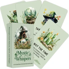 Mystic Whispers Oracle Deck 72 Watercolor Tarot Cards Insight Reflection Guidanc