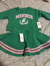 GAP Minnie Mouse Green 2 Piece Skirt Set Sweatshirt  Skirt 6-12 Months
