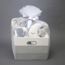 Lambs  Ivy Gray 5-Piece Baby Gift Basket for Baby Shower/Newborn Welcome Home