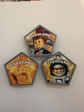 3x Silver Pentagon Mixed Merlin Pass Legoland Pop Badges Wizard And Knights