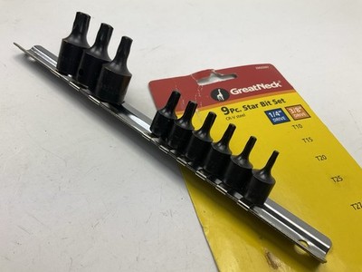 Great Neck 33625007 Star Bit Set 1/4'' - 3/8'' Drive -T10 - T50 Torx Sockets 9pc