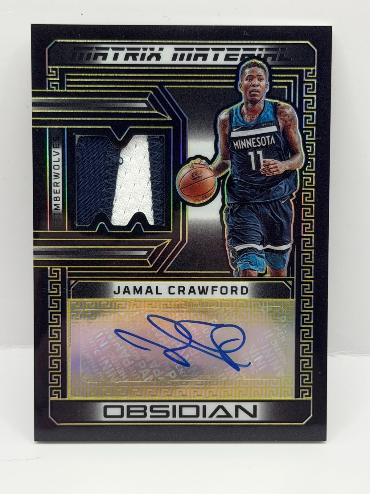 2022-23 Panini Obsidian Matrix Material Jamal Crawford Auto Game-Worn Patch /10
