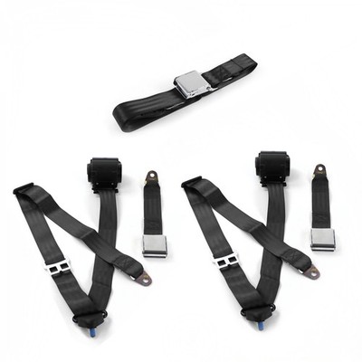 Buick Special 1949 - 1958 Airplane 3pt BK Retractable Bench Seat Belt Kit - 3 Be