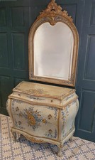 Italian bombe commode(chest of drawers) and matching mirror