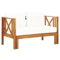 2-Sitzer-Gartenbank Mit Kissen 122 Cm Massivholz Akazie