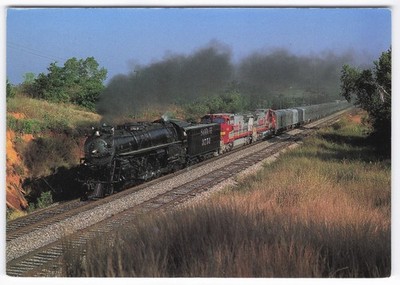 1992 Steam Locomotive 3751 Santa Fe Excursion Postcard Alva, Oklahoma