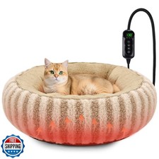Toove Heated Cat Bed Indoor - 20" Heating Donut Pet Bed for Cats and Small Do