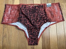 Plus Size 22/24 Lane Bryant Cacique Cheeky Brief Panty Red Orange Leopard Lace