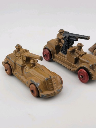 Rare Set Of 3 Antique 1930's Barclay Manoil Armored Cars & Anti-Tank Gun Cars. - Picture 2 of 19