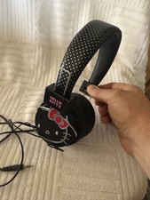 2014 Sakar Hello Kitty Black Headphones Wired Connection Nice Condition