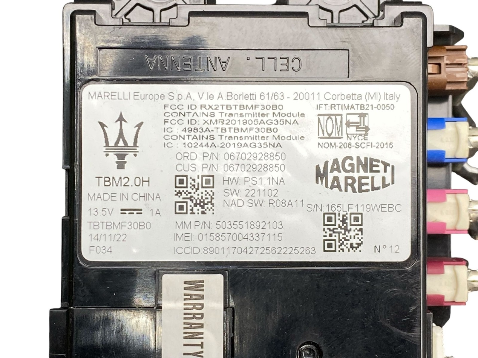 2023 MASERATI GRECALE M182 OEM TELEMATICS COMMUNICATION CONTROL MODULE 670292885