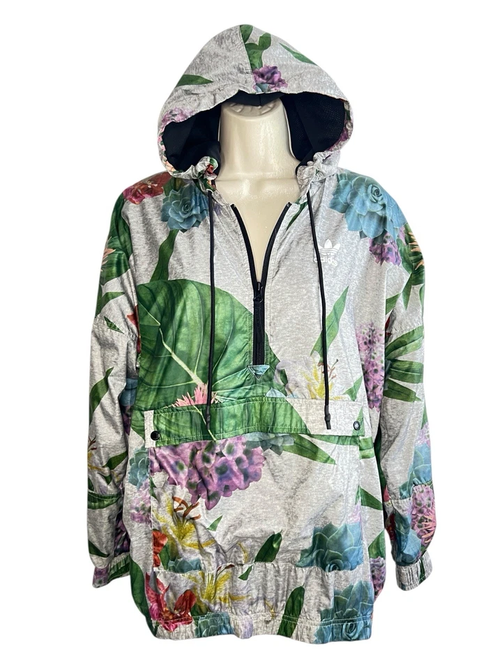 Adidas Originales Floral Softshell 1/2 Cremallera Sudadera con Capucha Pullover Bolsillo a Presión Talla S Foto 2 de 4
