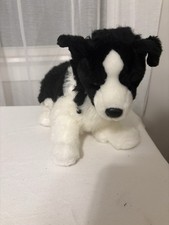Douglas Border Collie Plush 1Black White Dog Stuffed Animal Brown Eyes 3155