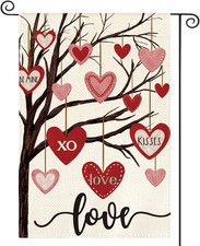 Valentines Day Garden Flag 12X18 Inch Double Sided Outside, Love Heart Tree Rust