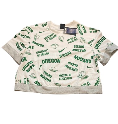 NWT NEW Oregon Ducks Nike Women's Cropped All Over Print Tri Blend Shirt Large