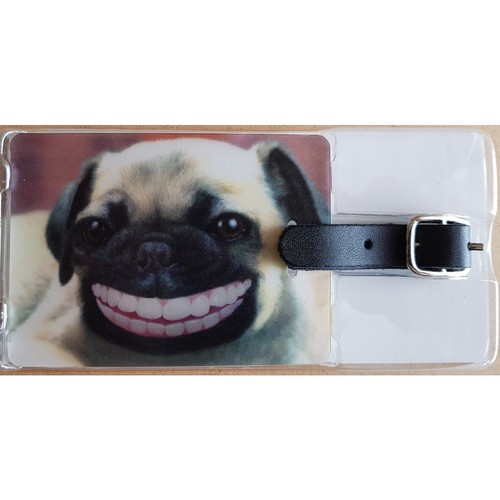 Etiquetas de equipaje originales lenticulares 3D, pug/perro animado, 3,5 x 2,5 pulgadas - Imagen 2 de 2