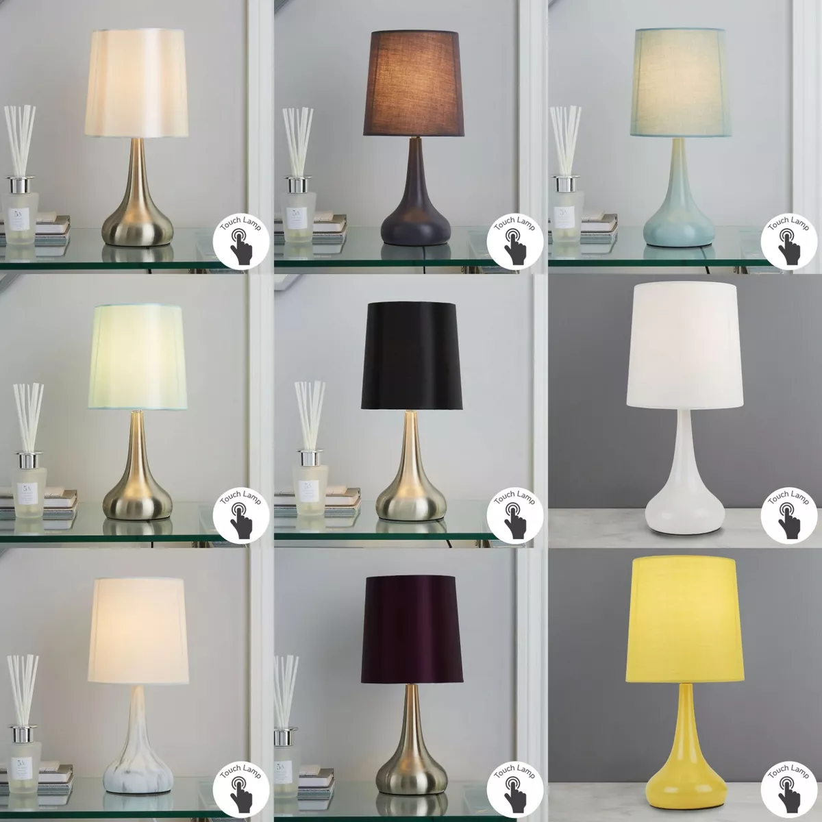 New Stylish Design Rimini Touch Lamp With Faux Silk Lampshade Bedside Light