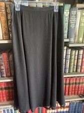 The Villager Vintage Maxi Skirt Black Sheer Lined Voile Overlay Size 12