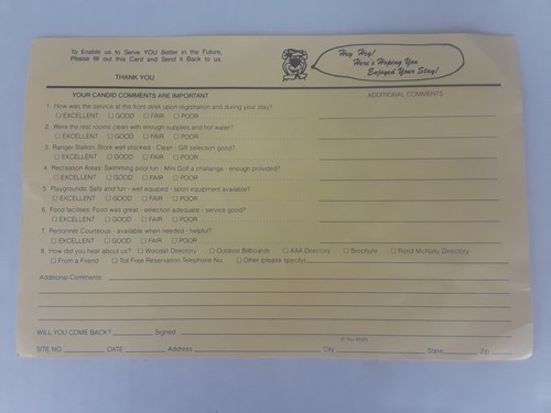 Vtg 1992 Yogi Bear Jellystone Park Camp Resort Paperwork Lumberton NC Tickets  - Picture 10 of 11
