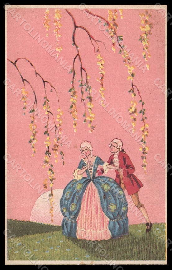 Artist Signed Meschini Romantic Couple Art Deco 2116 CORNER CREASED pc VK7047