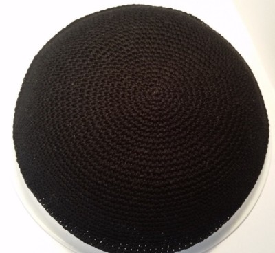 Black Knitted Yarmulke Yamaka Kippah Kipot kipa hat Shabbat 6.5 inch 17 cm 